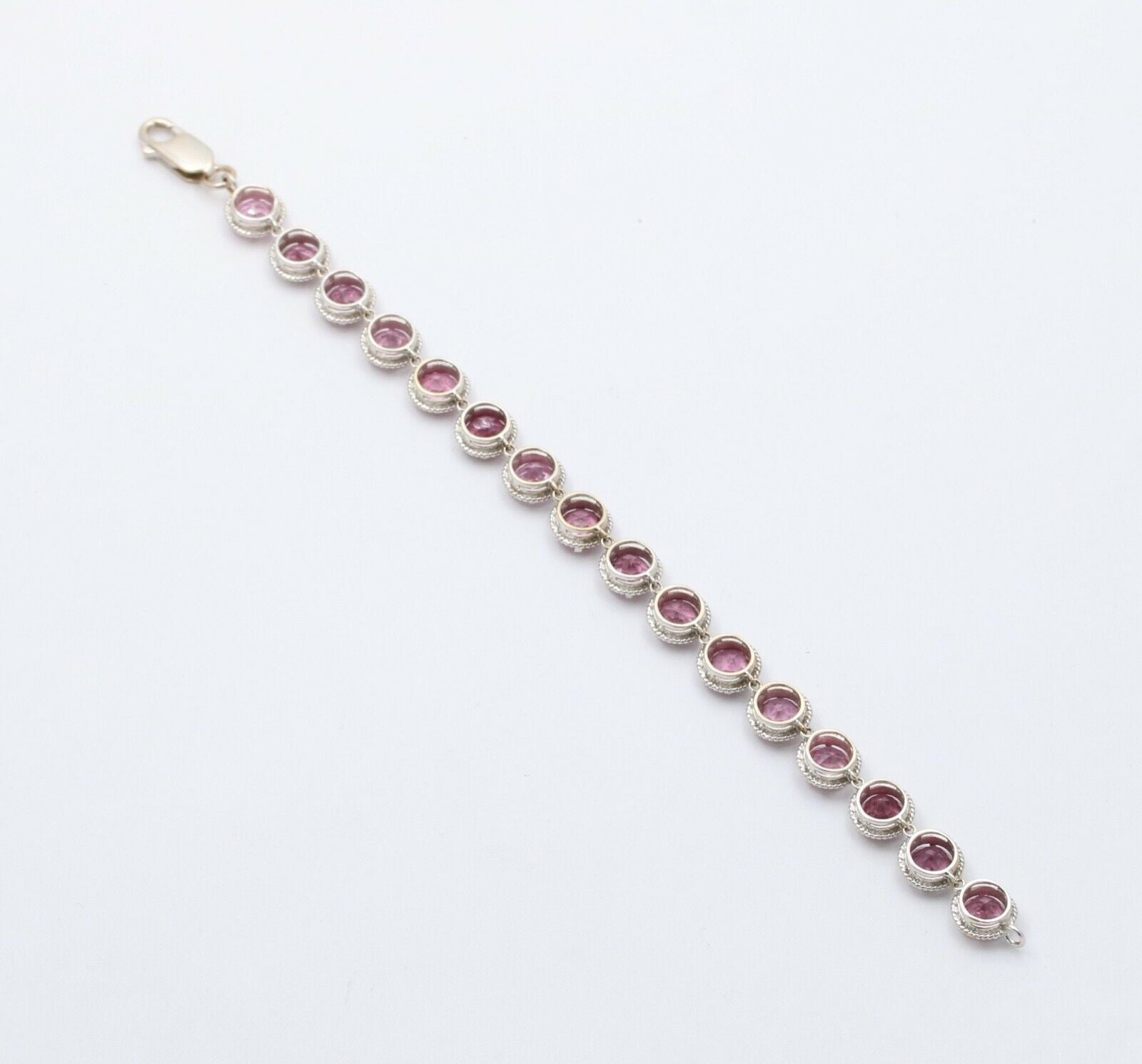 Vintage Pink Tourmaline 22K White Gold Tennis Bracelet