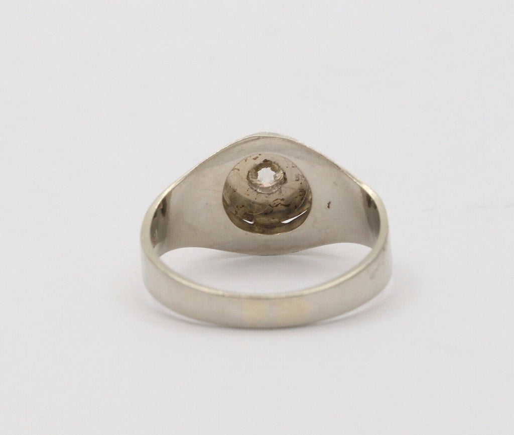 Art Deco Diamond 18K White Gold Ring Band, Engagement Ring