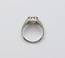 Load image into Gallery viewer, Antique Art Deco 14K White Gold Diamond &amp; Sapphire Ring, Engagement Ring.
