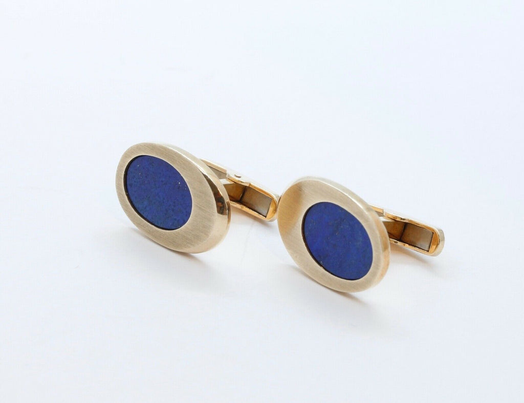 Lapis Lazuli 14K Yellow Gold Cufflinks Vintage Men