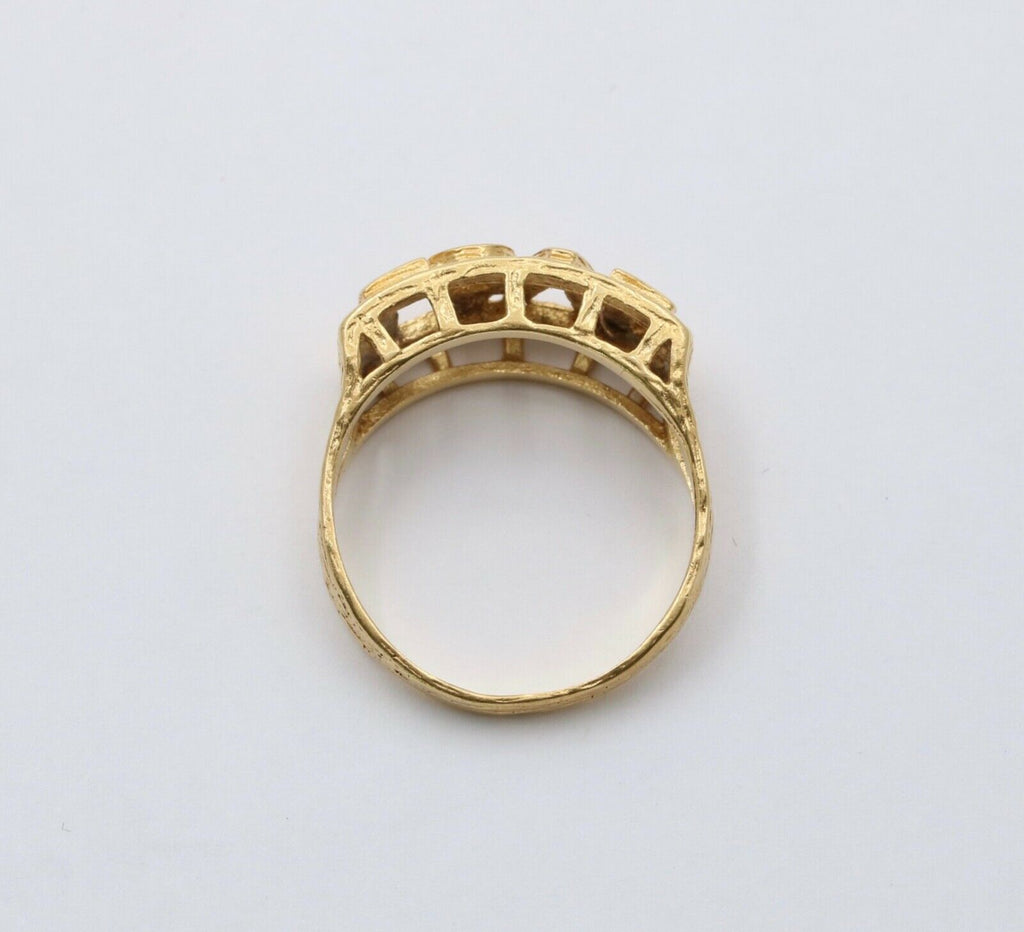 Vintage Love Blue Enamel 18K Yellow Gold Ring
