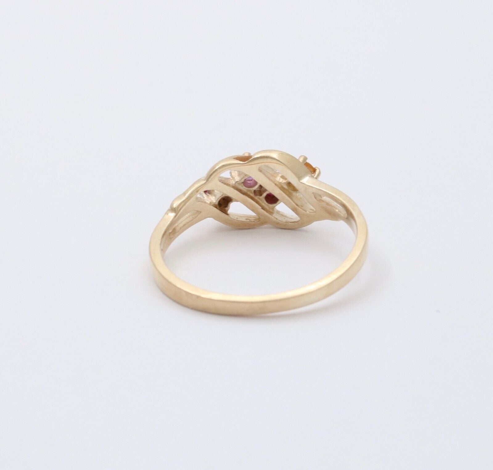 Vintage 10K Yellow Gold Multi Color Stone Ring, Stacking Ring.