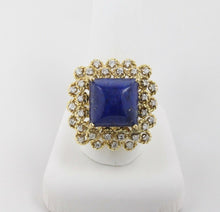 Load image into Gallery viewer, Vintage 18K Yellow Gold Lapis and Diamond Cocktail Ring
