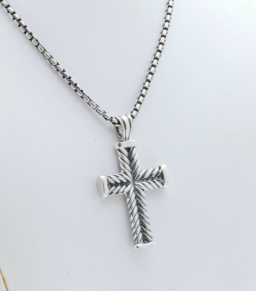 David Yurman 925 Chevron Cross Pendant and Chain