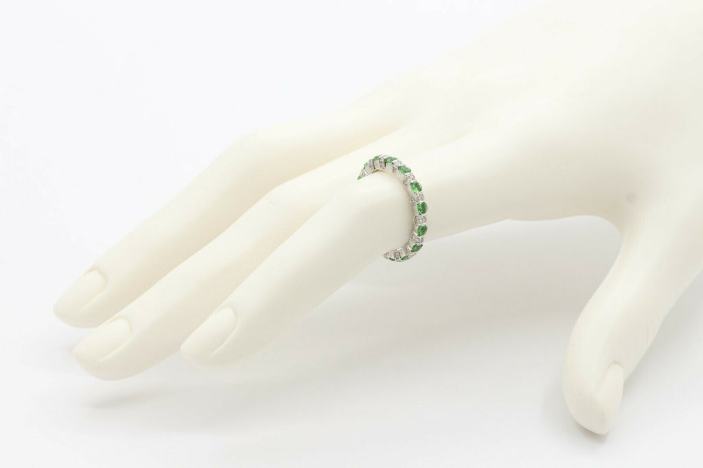 Green Garnet Diamond Eternity Stackable Band