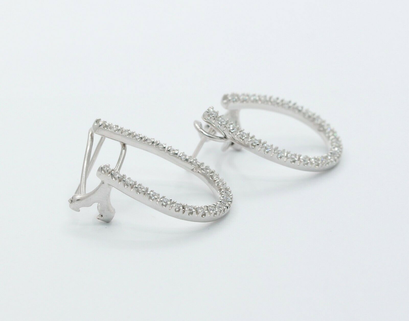 Vintage 14K White Gold Horseshoe Diamond Earrings