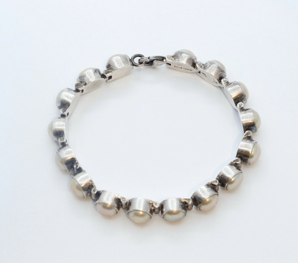 Vintage Aceloni Bracelet 925 Sterling Silver and Pearls
