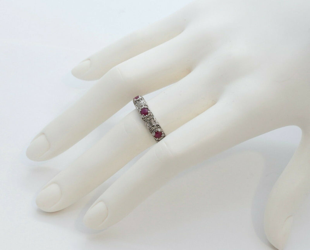 Vintage Judith Ripka Sterling Silver Ruby Ring