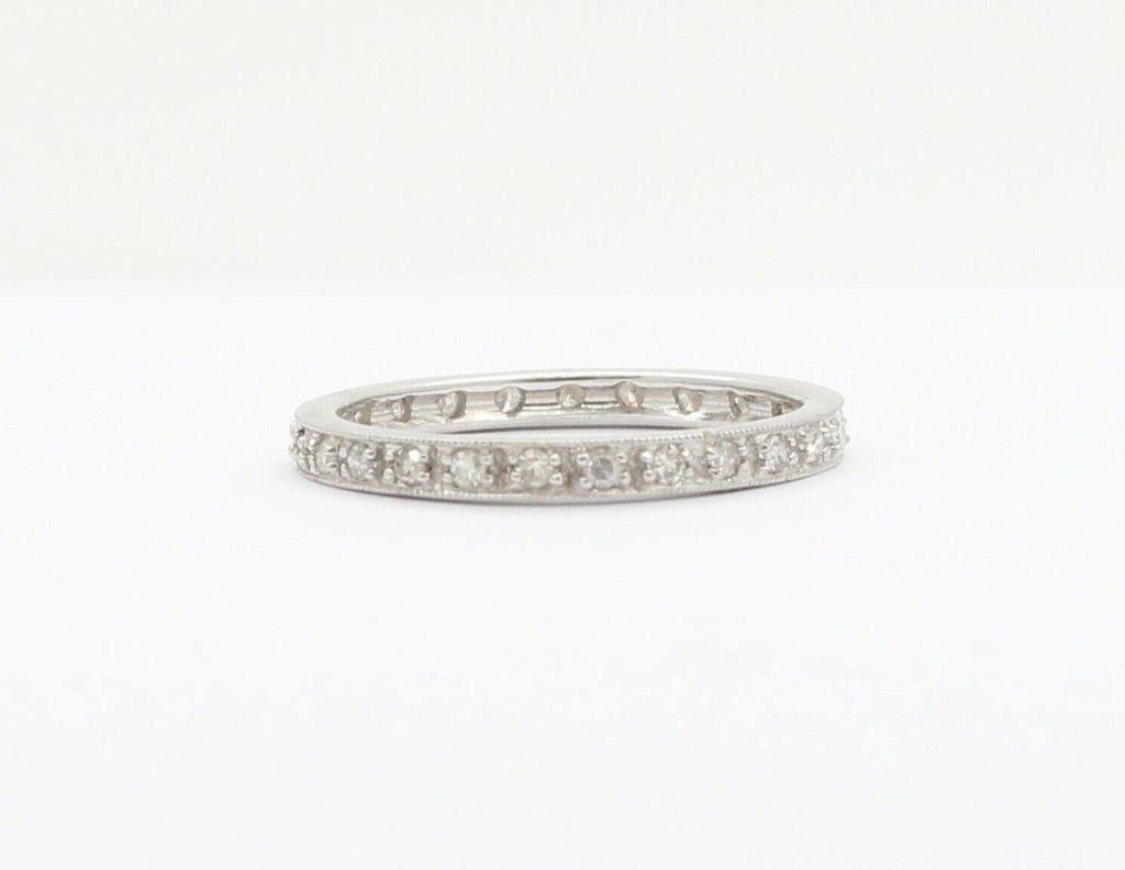 Ladies 18K White Gold Diamonds Stacking Eternity Band