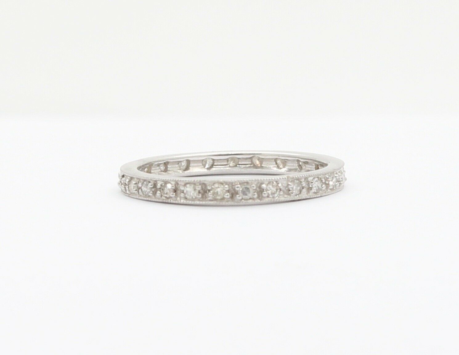 Ladies 18K White Gold Diamonds Stacking Eternity Band