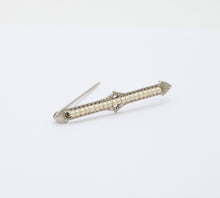 Load image into Gallery viewer, Antique 10K White Gold Art Deco Pearl Bar Brooch, Pin
