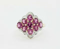 Vintage 10K Yellow Gold Diamond Amethyst Cluster Ring