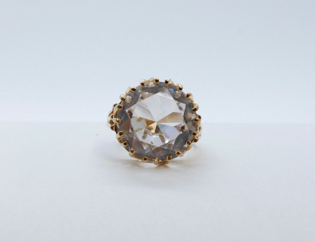 Vintage 14K Yellow Gold Crystal Ring