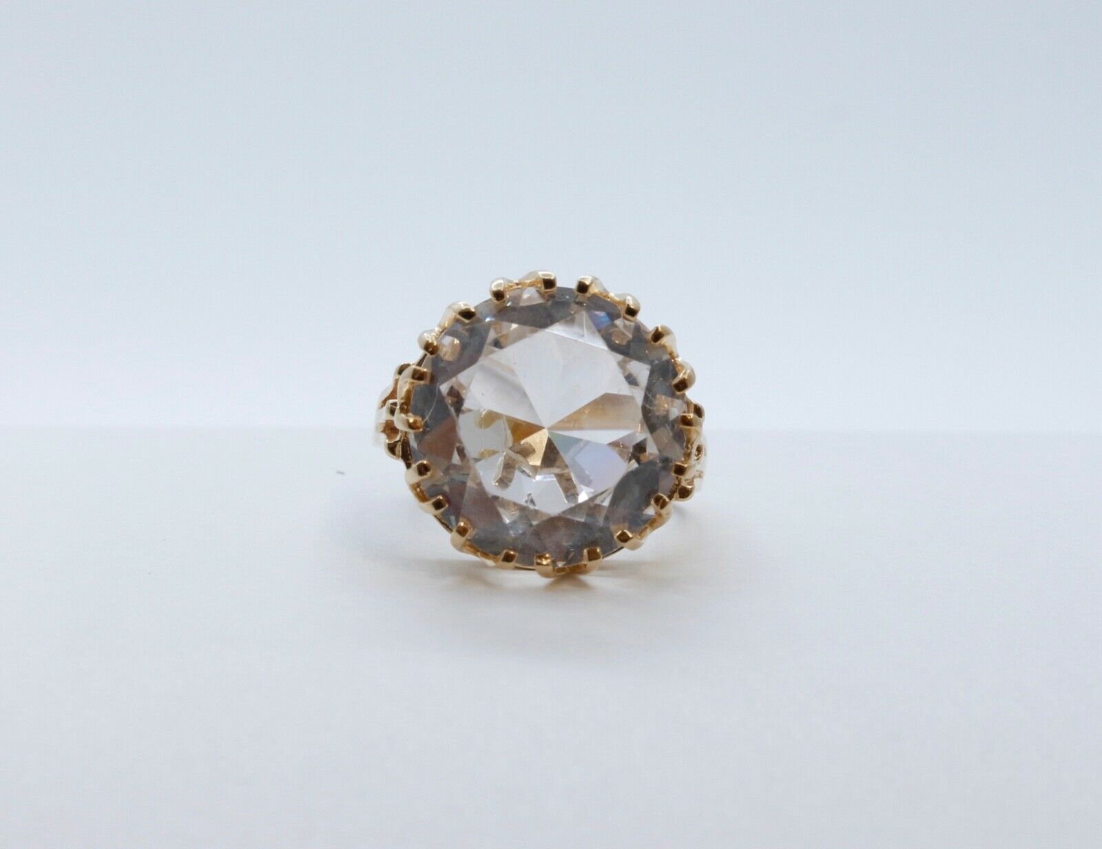 Vintage 14K Yellow Gold Crystal Ring