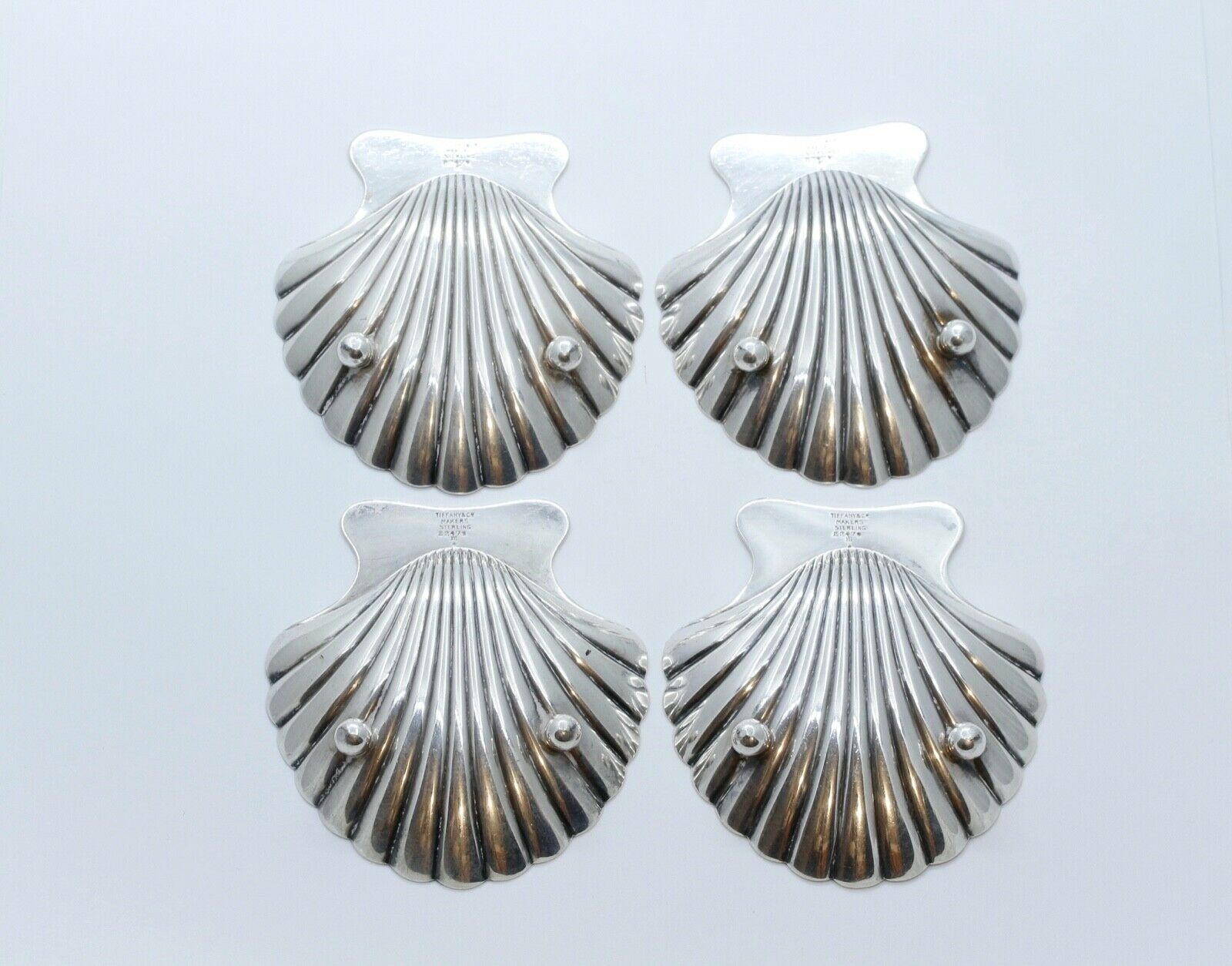 Vintage Tiffany and Co Scallop Shell Dish Set Sterling Silver