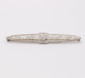 Art Deco Diamonds 14K White and Yellow Gold Brooch Pin