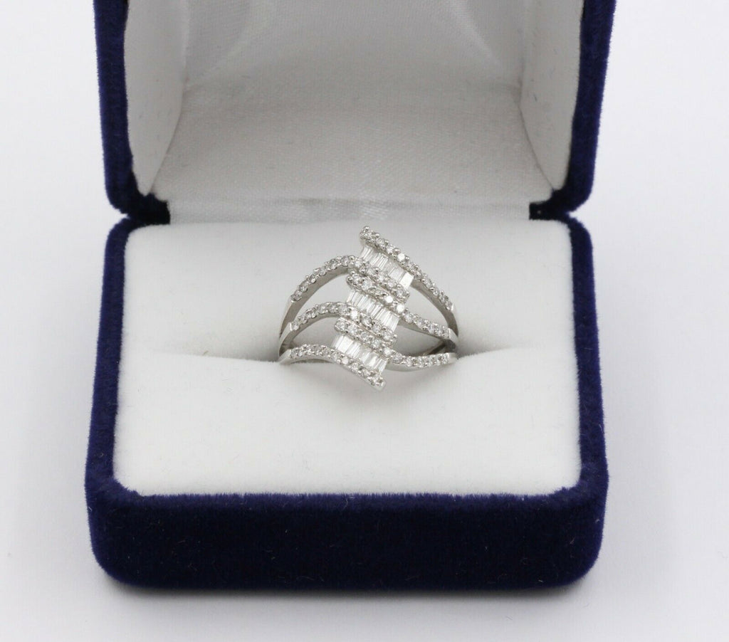 Vintage 18K White Gold Diamond Knuckle Ring