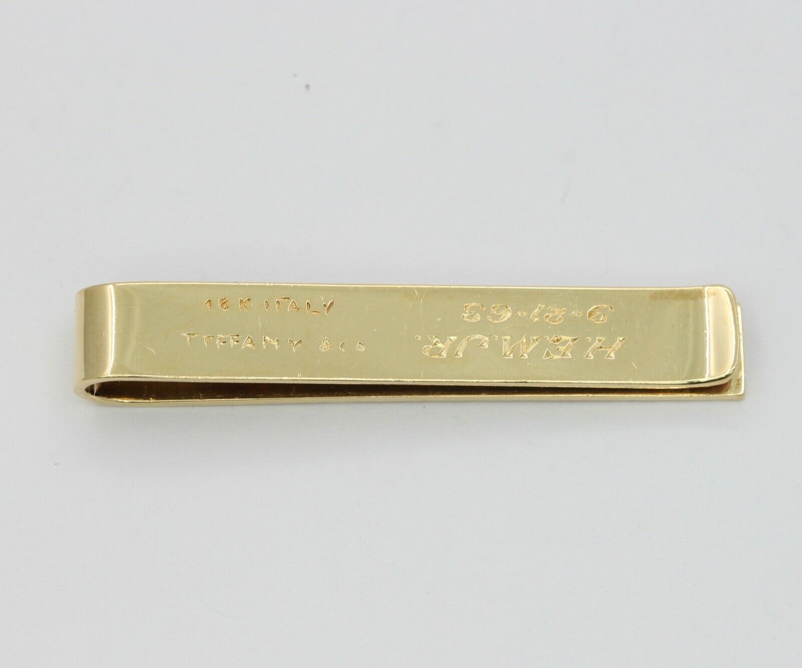 Vintage Tiffany and Co. 18K Yellow Gold Checkered Italy Money Clip