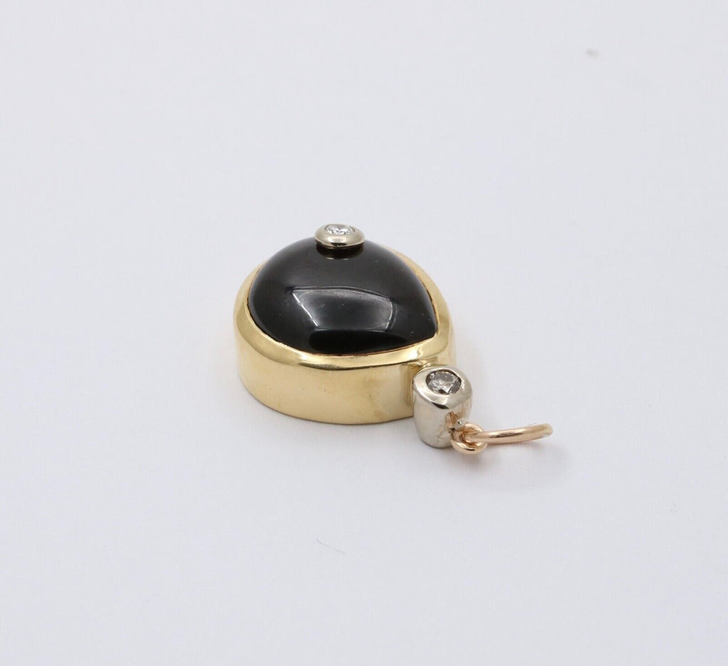 Vintage 18K Yellow Gold Rhodolite Garnet And DIamond Teardrop Pendant , Necklace