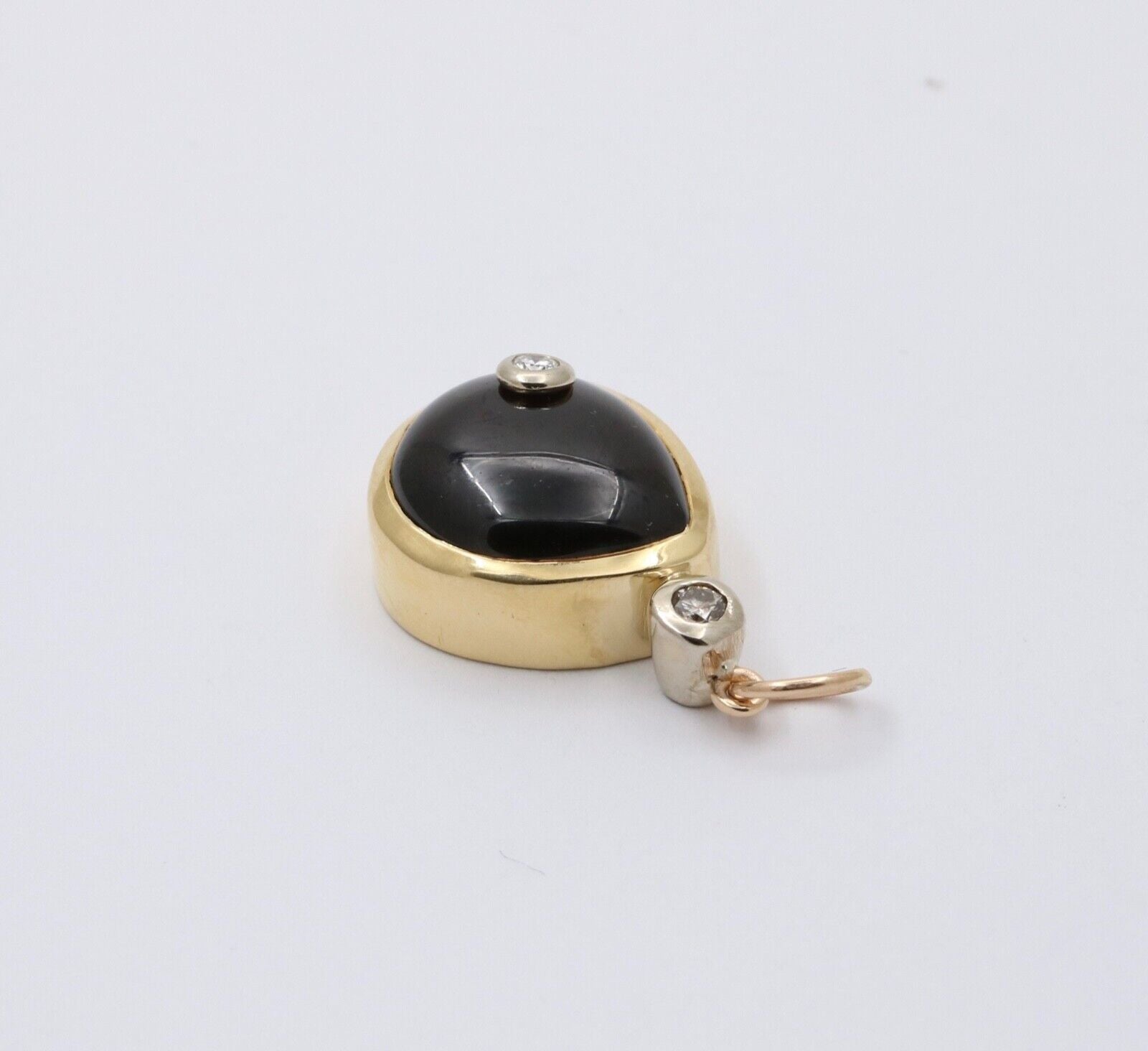 Vintage 18K Yellow Gold Rhodolite Garnet And DIamond Teardrop Pendant , Necklace