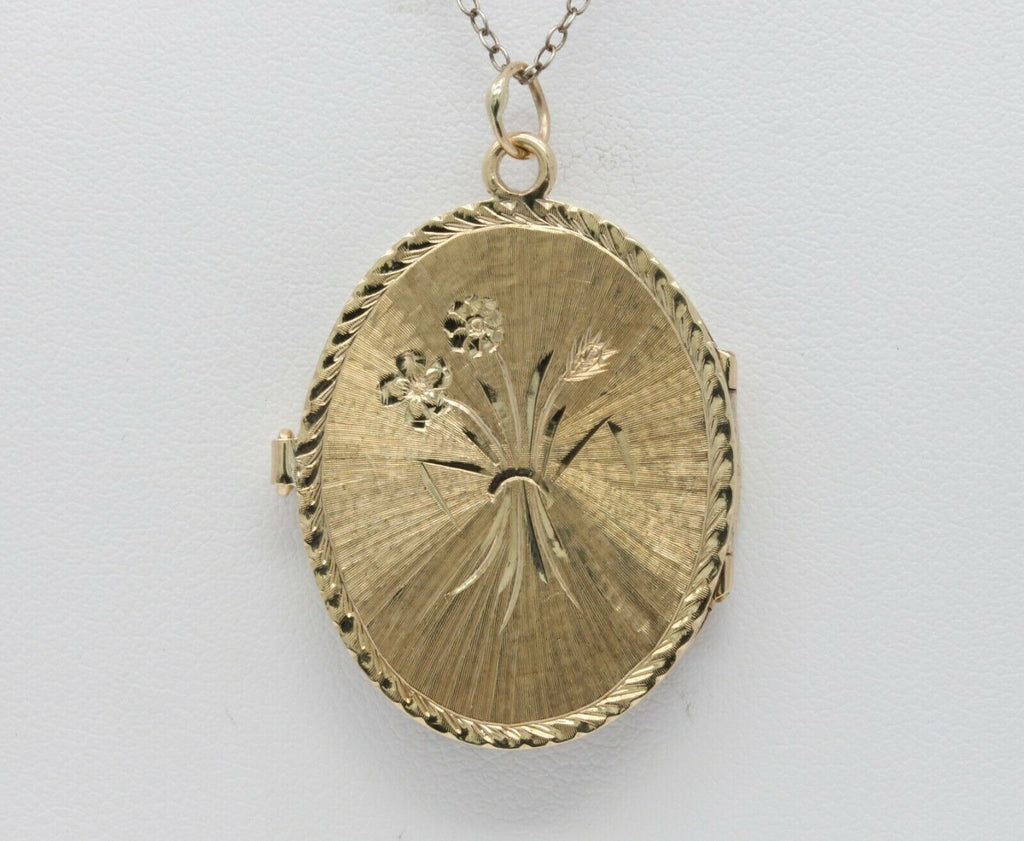 Vintage 14K Yellow Gold Floral Enamel Locket