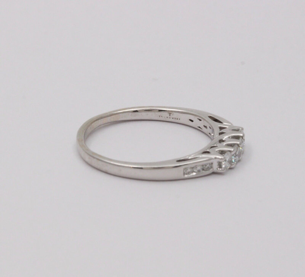 Classic Tolkowsky Diamond 14K White Gold Ring Band, Wedding Band.