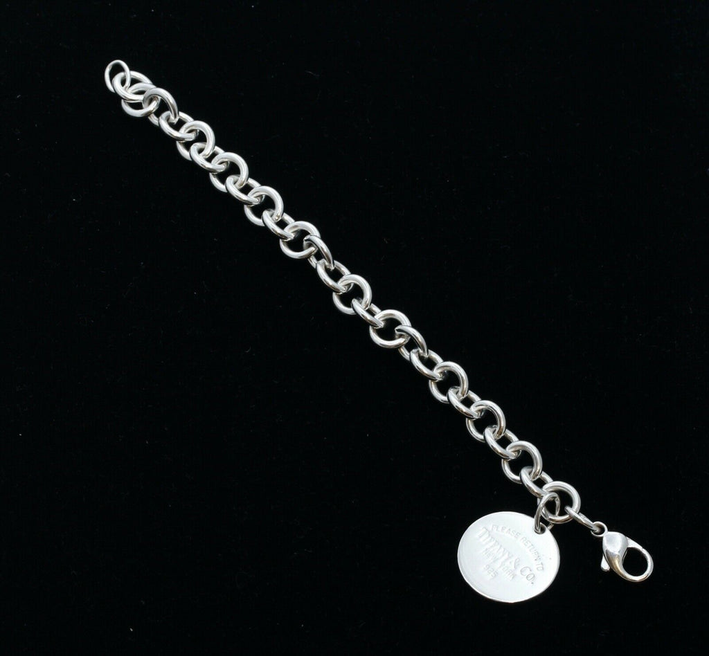 Tiffany and Co Oval Link 925 Sterling Silver Charm Bracelet