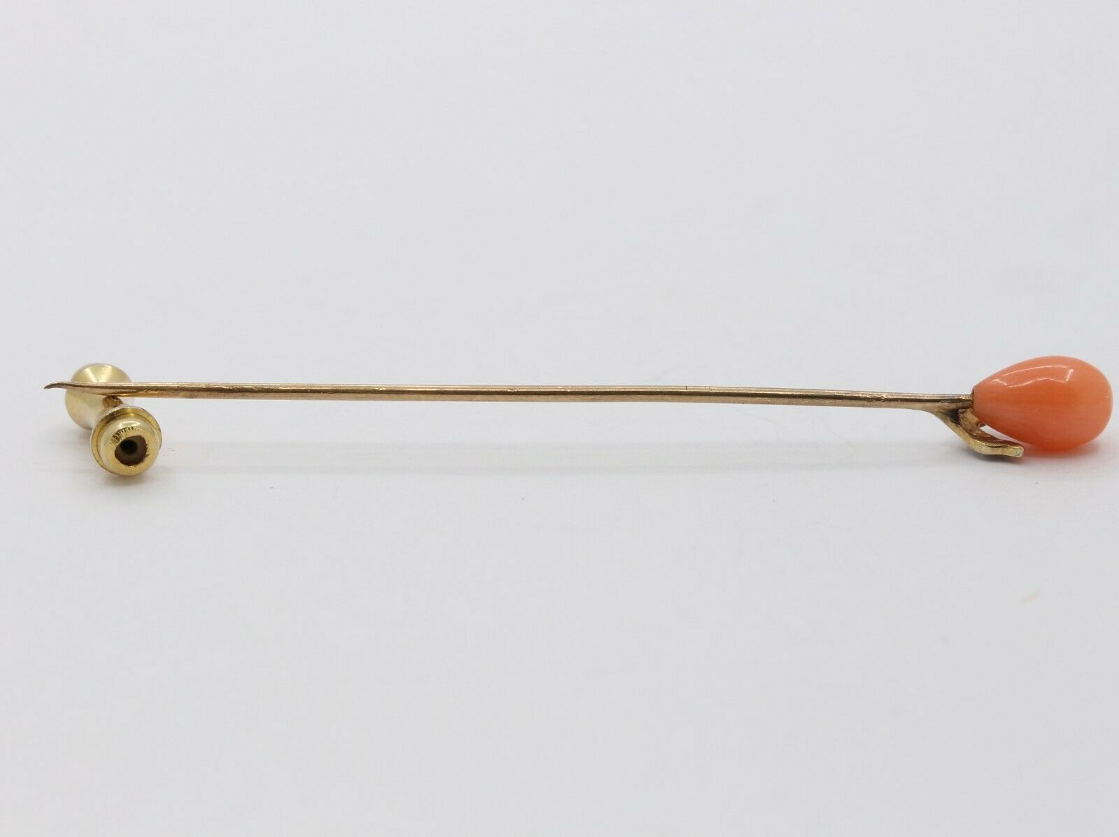 Vintage 14K Yellow Gold Coral Stick Pin