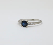 Load image into Gallery viewer, Vintage Platinum Sapphire &amp; Diamond Ring Band, Engagement Ring
