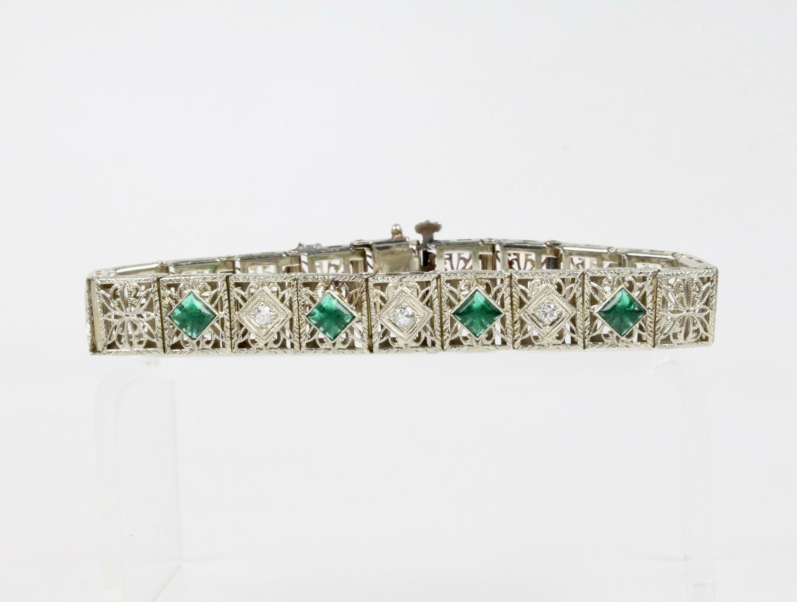 Art Deco Diamond 14K White Gold Diamonds Ladies Bracelet