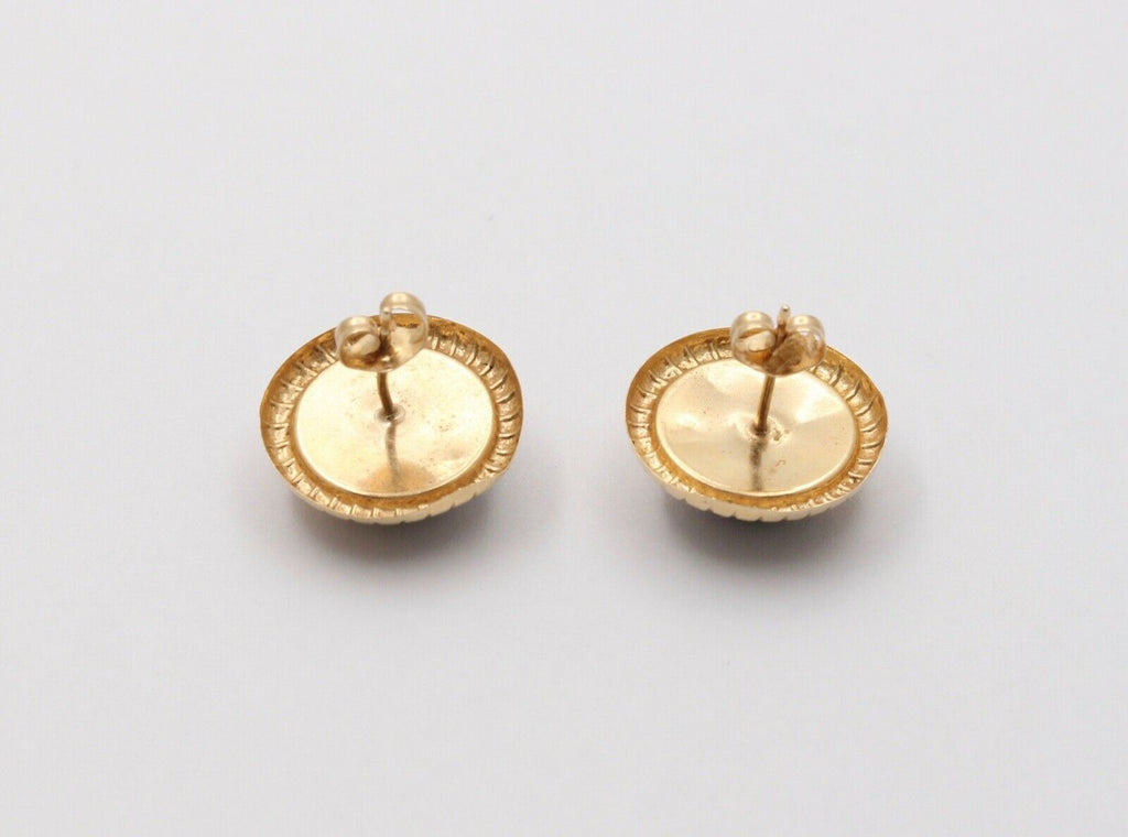 Vintage Tiger's Eye 14K Yellow Gold Earrings