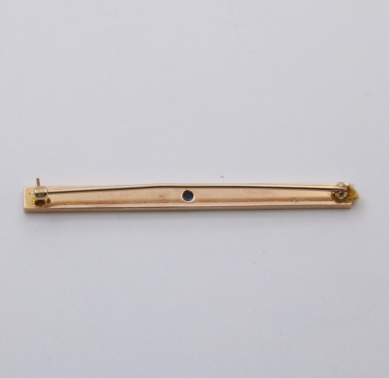 Art Deco Sapphire 14K Yellow Gold Bar Brooch Pin