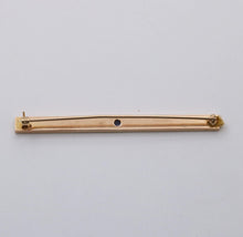 Load image into Gallery viewer, Art Deco Sapphire 14K Yellow Gold Bar Brooch Pin
