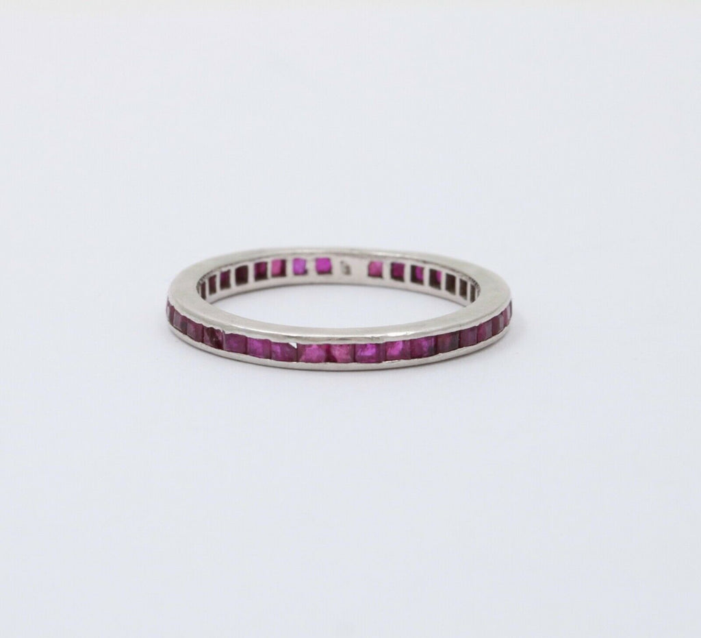 Vintage Rubies 18K White Gold Eternity Band Ring