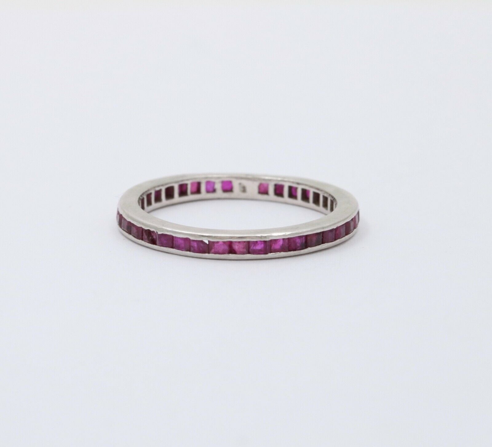 Vintage Rubies 18K White Gold Eternity Band Ring