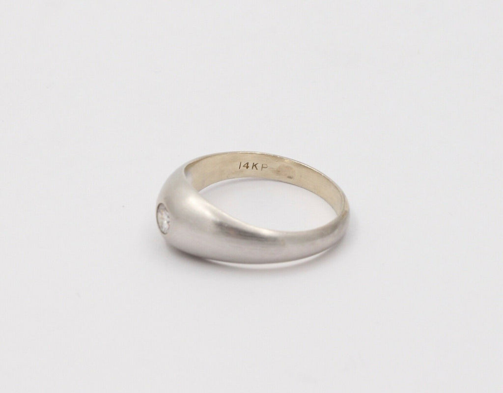 Vintage Unisex Diamond 14K White Gold Gypsy Ring