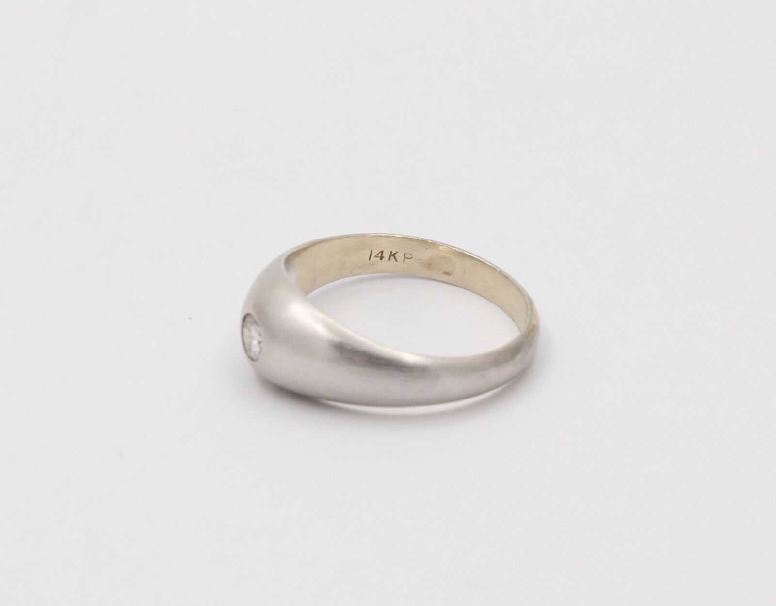 Vintage Unisex Diamond 14K White Gold Gypsy Ring
