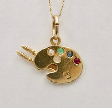 Load image into Gallery viewer, Vintage Painter&#39;s Palette Multistone 14K Yellow Gold Pendant Charm
