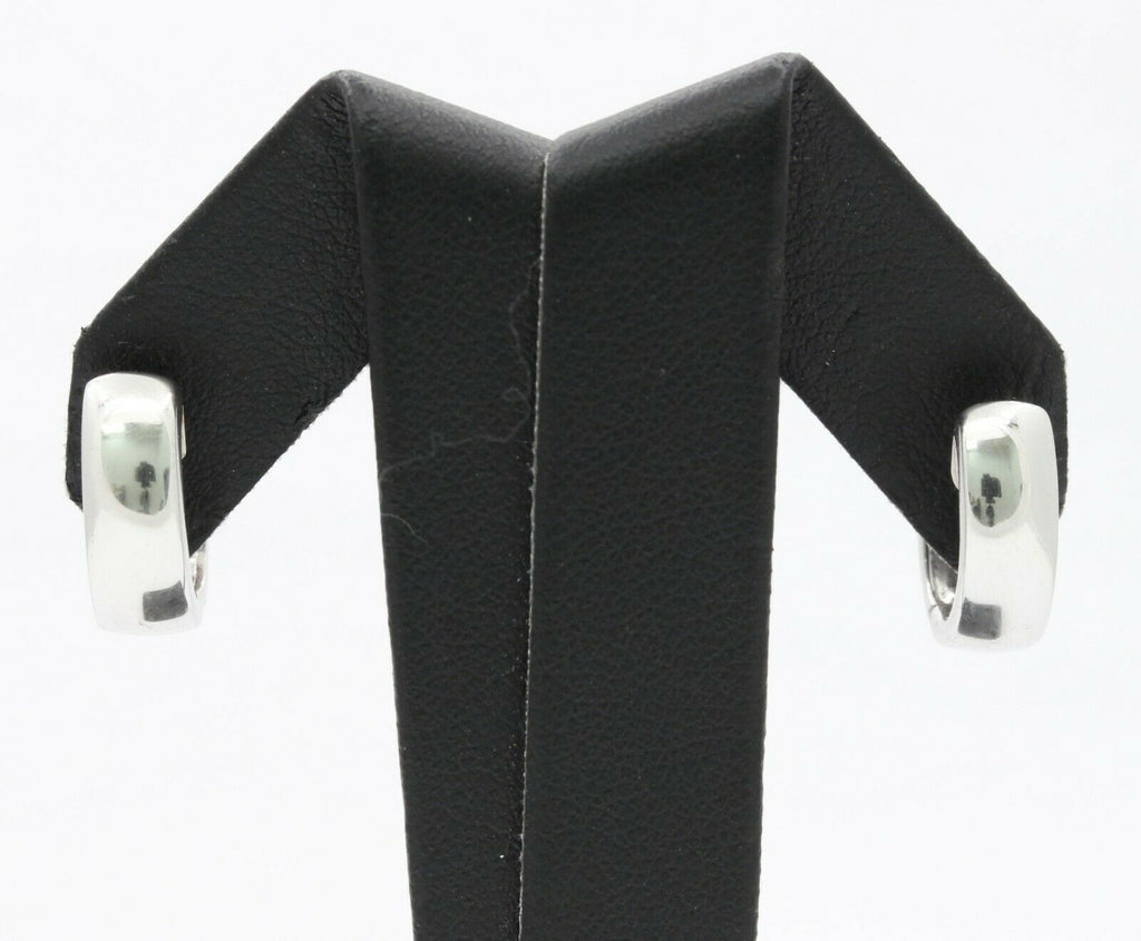 Cute 18K White Gold Natural Ruby Diamond Huggie Earrings