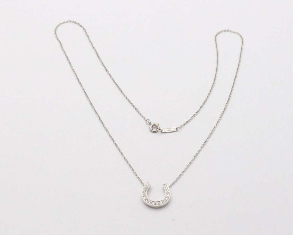 Classic Tiffany & Co HorseShoes Diamond Platinum Pendant, Necklace.