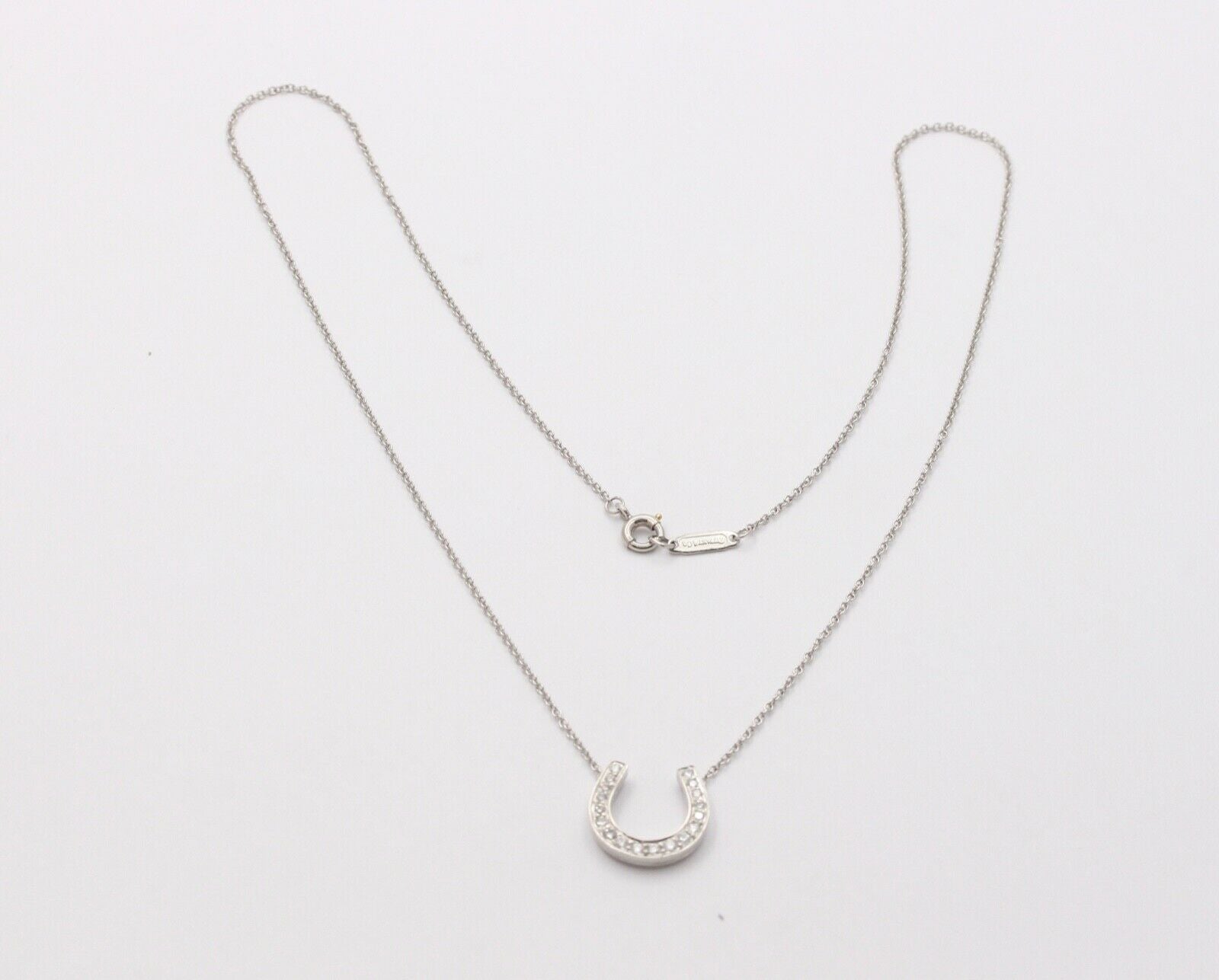 Classic Tiffany & Co HorseShoes Diamond Platinum Pendant, Necklace.