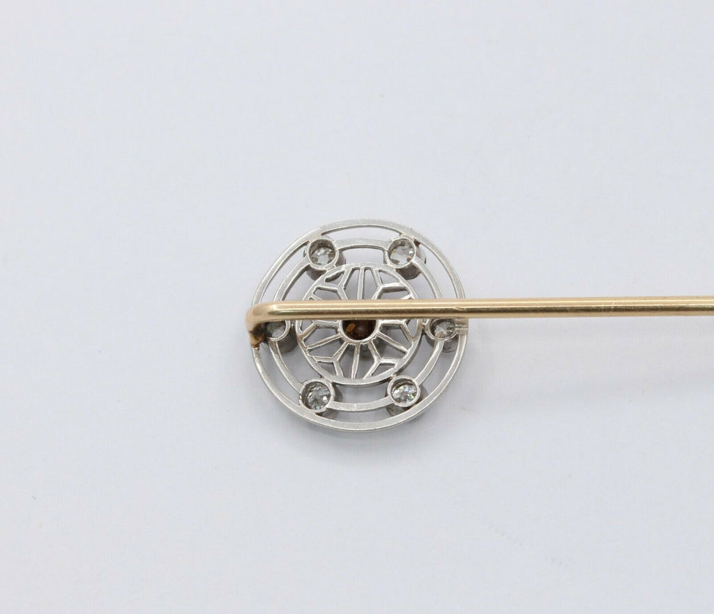 Victorian Platinum and 14K Yellow Gold Diamond Stick Pin