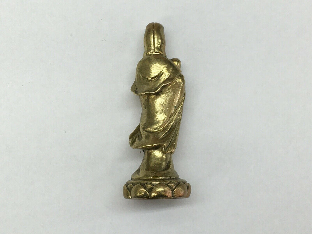 Vintage Guan Yin Holding Baby Brass Statue