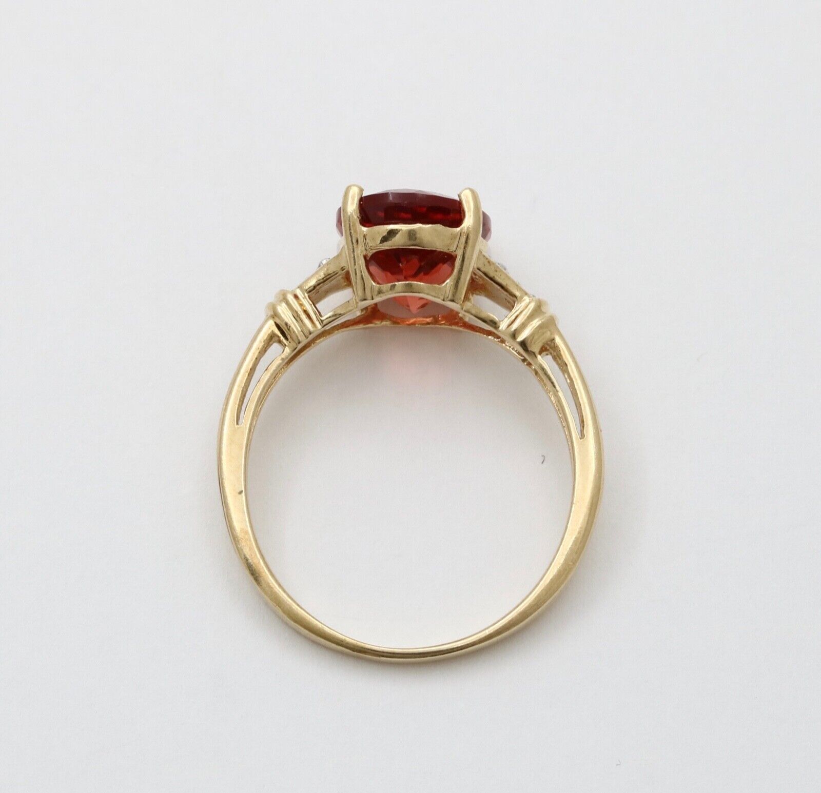 Vintage 14K Gold Andesine And Diamond Engagement Ring .