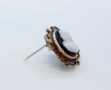 Load image into Gallery viewer, Victorian Cameo 14K Rose Gold Onyx Brooch Pendant Pin
