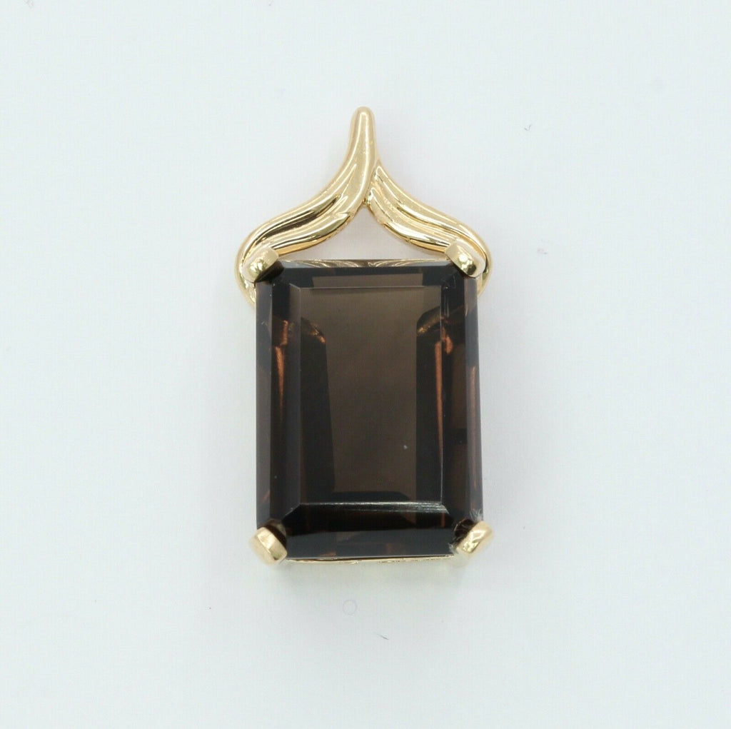 Vintage Smoky Quartz 14K Yellow Gold Pendant