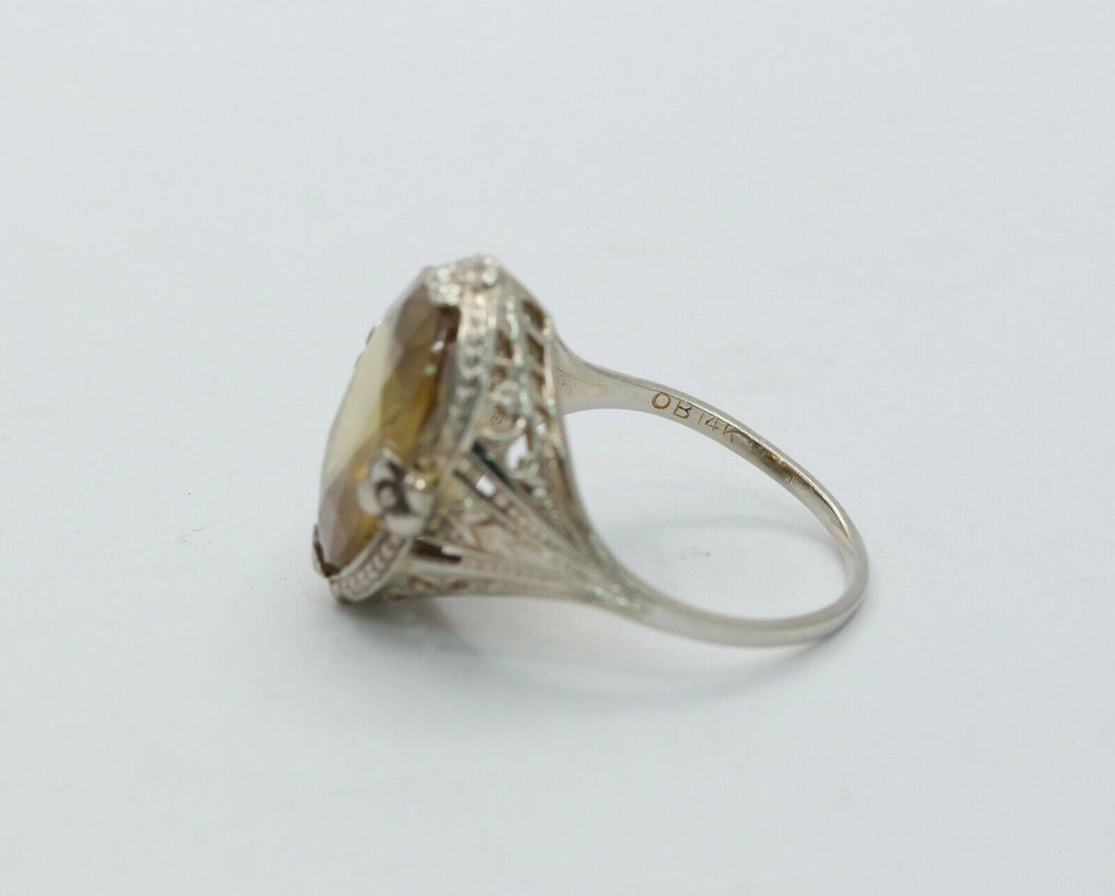 Vintage Art Deco Citrine Solitaire Ring