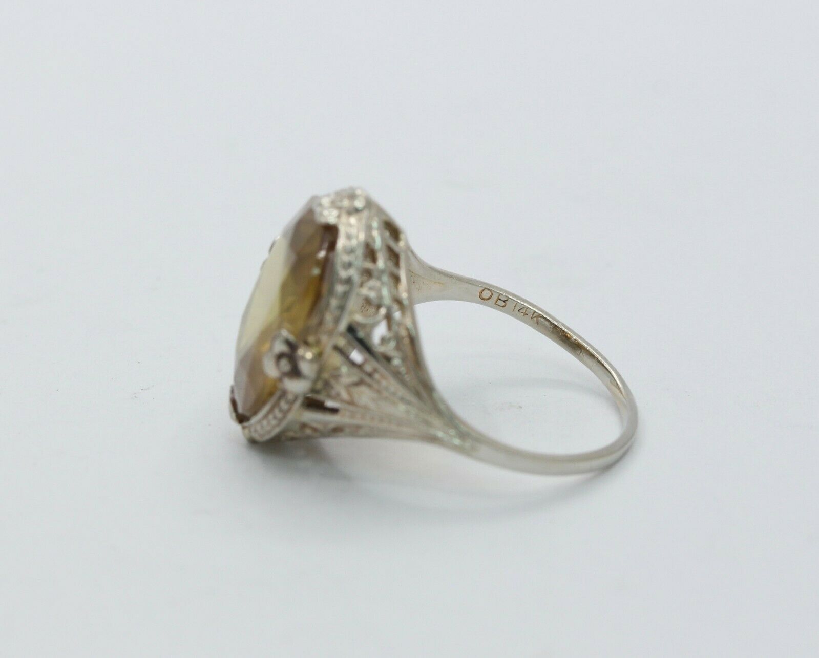 Vintage Art Deco Citrine Solitaire Ring