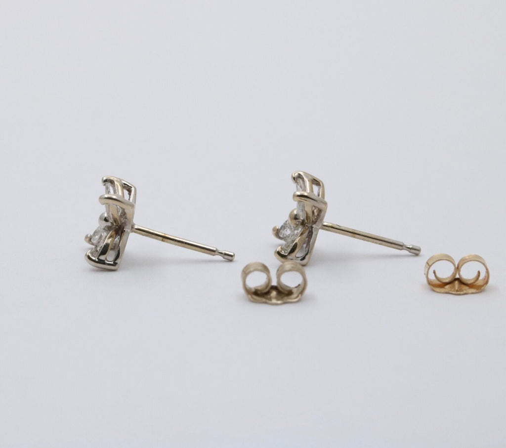 Vintage 10K Gold Diamond X Flower Studs Earrings