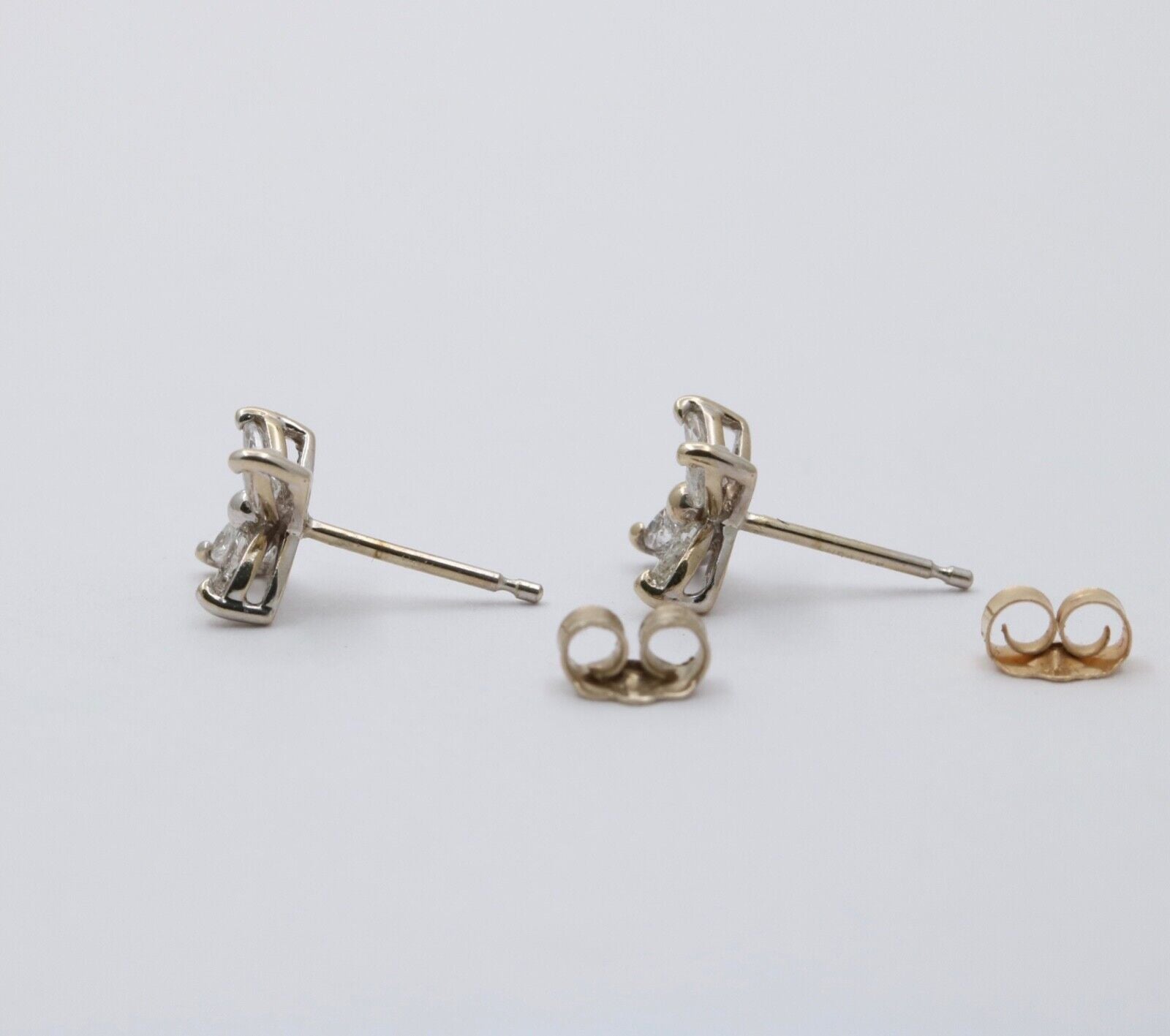 Vintage 10K Gold Diamond X Flower Studs Earrings